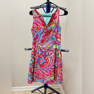 Lilly Pulitzer Lloyd Feeling Groovy Sleeveless Dress Beaded Size 2